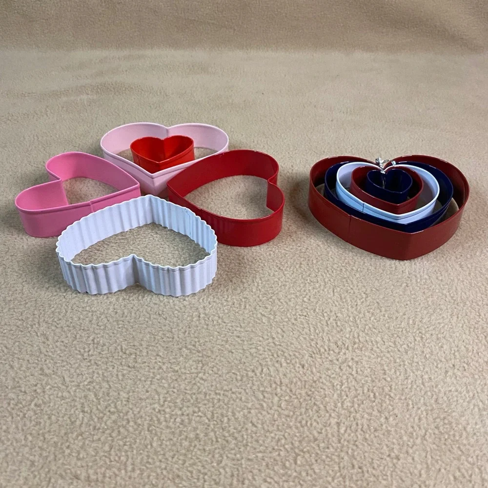 Heart Cookie Cutters Set 10 Pieces Baking Crafting Valentines Day Party Pancakes